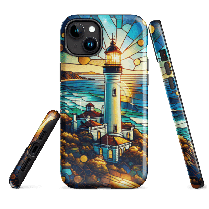 Coastal Lighthouse Stained Glass MagSafe® iPhone® Tough Case. product image (12)