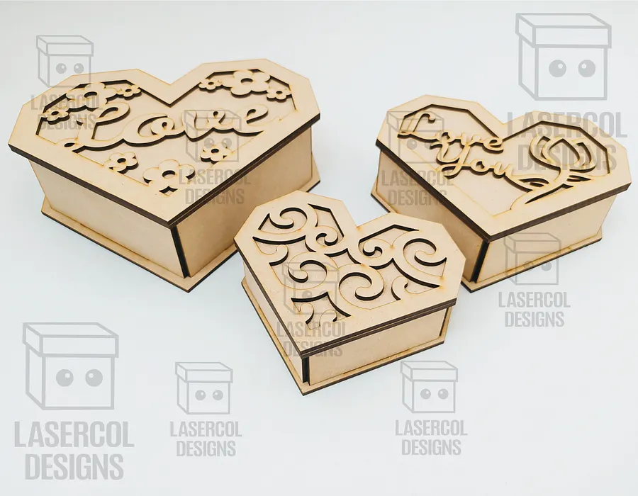 Heart Shaped Box Set 2 (5 Styles, 3 Sizes) - Laser Cut Files product image (4)