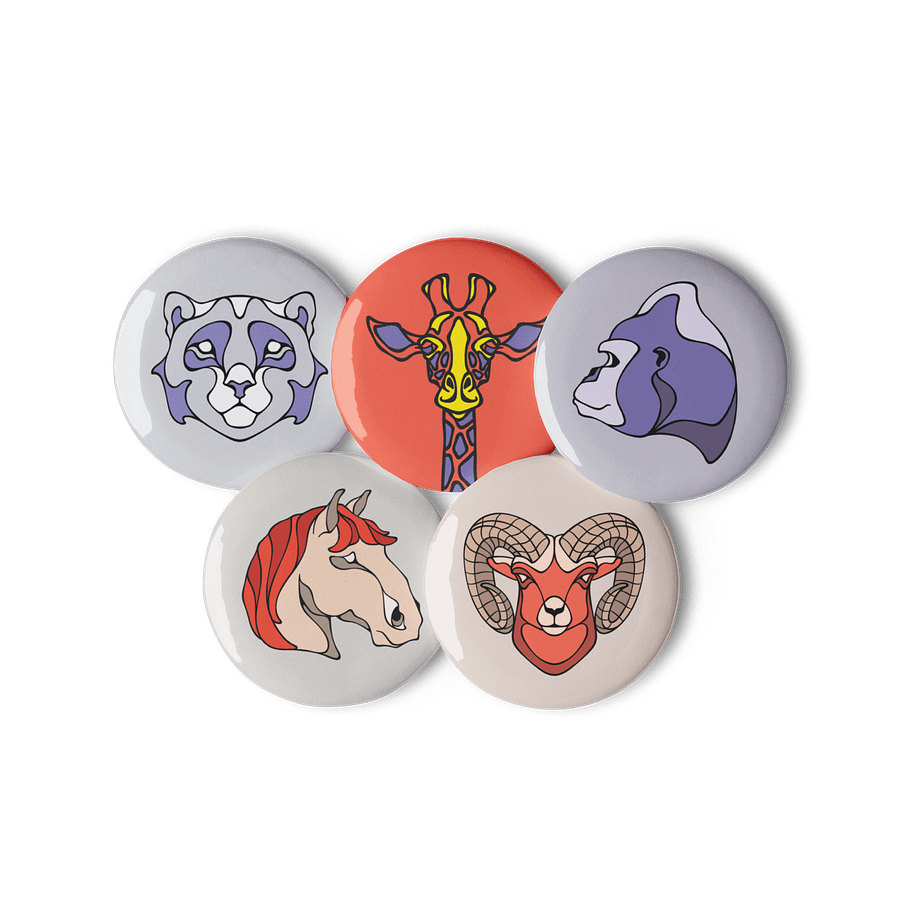 Whimsy Critters - Set of 5 Pin Buttons product image (1)
