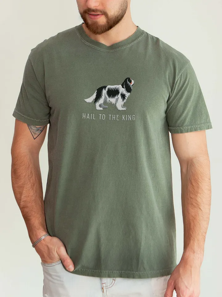 Hail to the King T-Shirt(Embroidered) of a Cavalier King Charles Spaniel(Tricolor) product image (2)