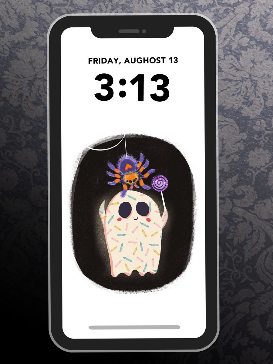 Little Ghost Spider Friend - Digital Wallpaper for Mobile Phone product image (1)
