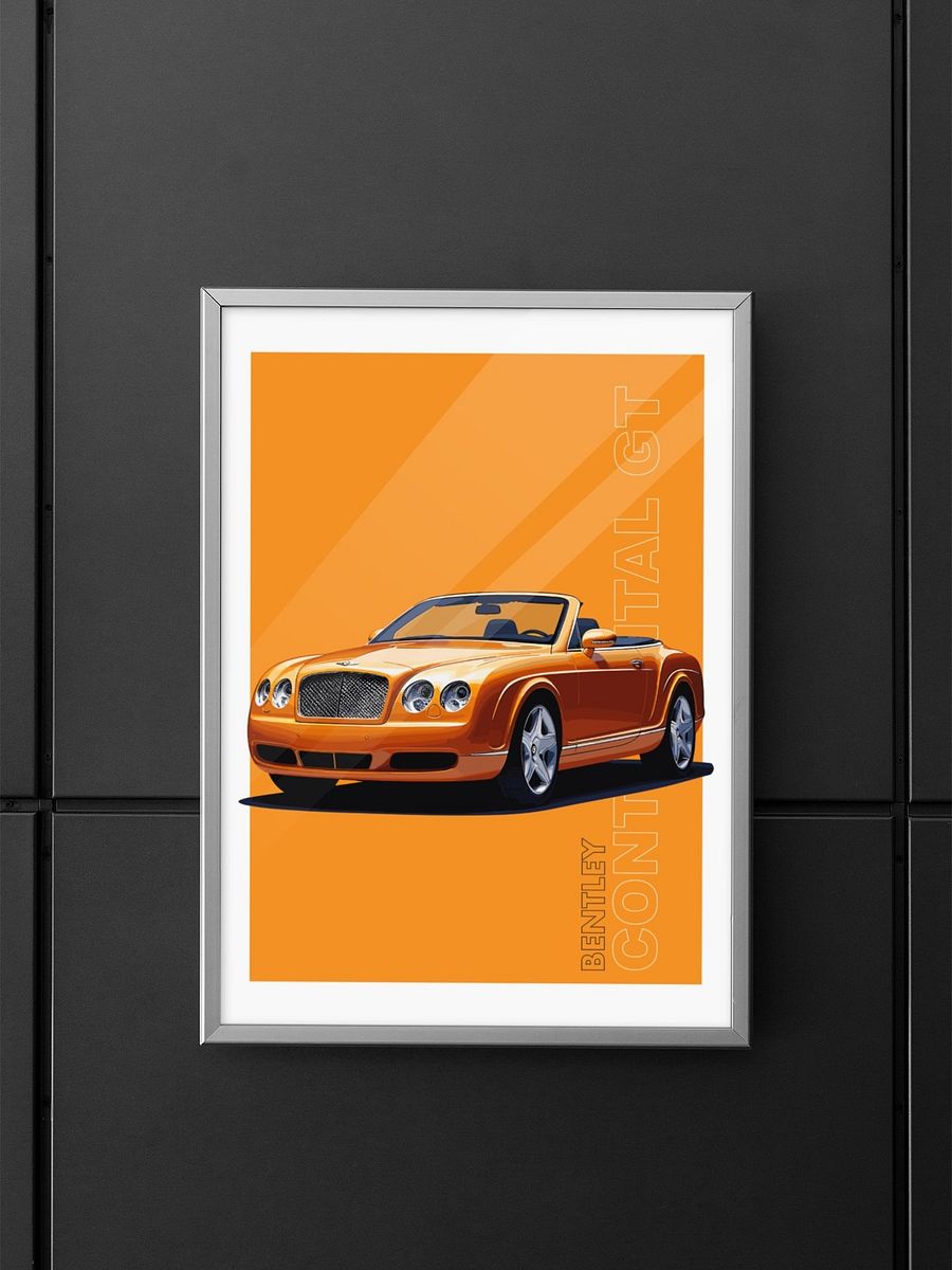 Luxurious Bentley Continental GT Poster, Sleek Convertible Sports Car Art, Exotic Automobile Illustration, Car Enthusiast Wall Decor product image (5)