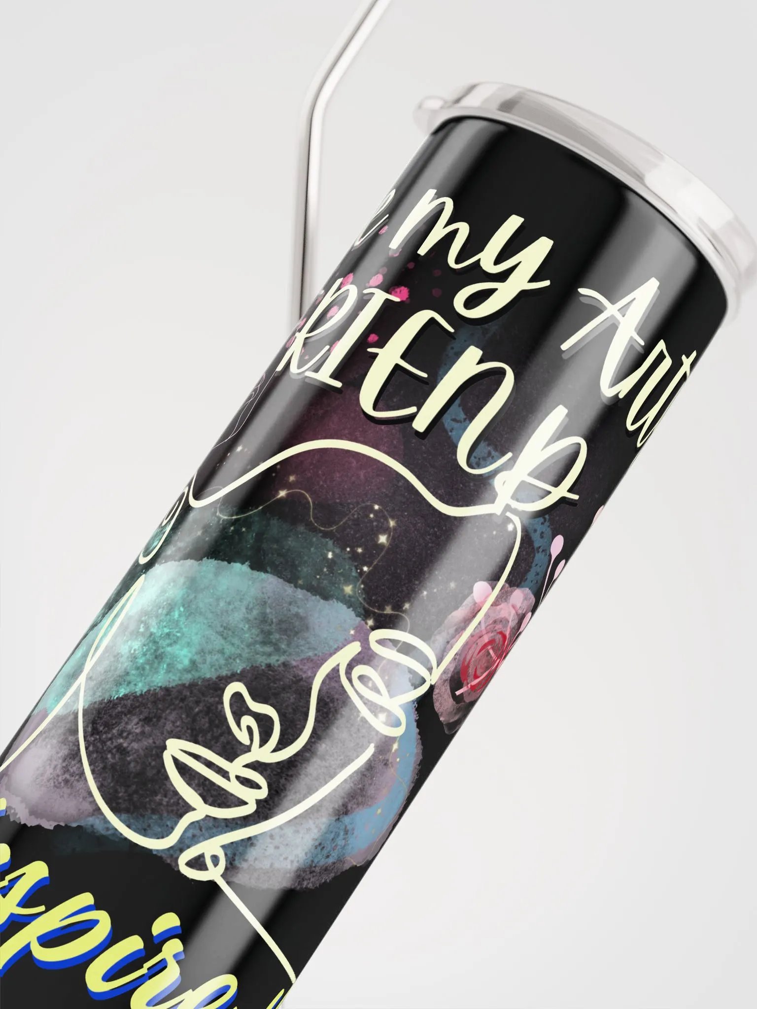 stainless steel tumbler colorful design for the artist. 'Love my Arty Friend'  Perfect gift for  colleague, friend who loves arty things product image (5)