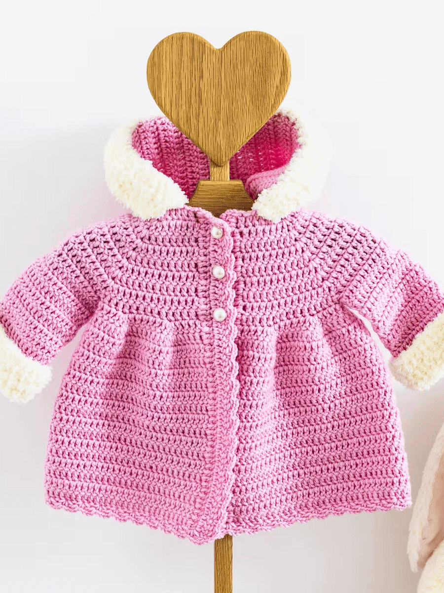 Crochet Pattern: Easy Baby Coat (with Hood) product image (9)