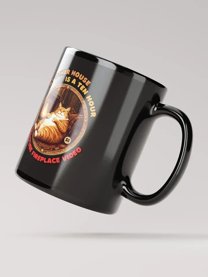 Cozy Cat - My Other House is a Ten Hour YouTube Fireplace Video | Black Glossy Mug product image (3)