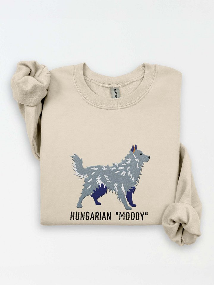 Hungarian Moody Sweatshirt (Embroidered) of a Hungarian Mudi(Gray) product image (1)