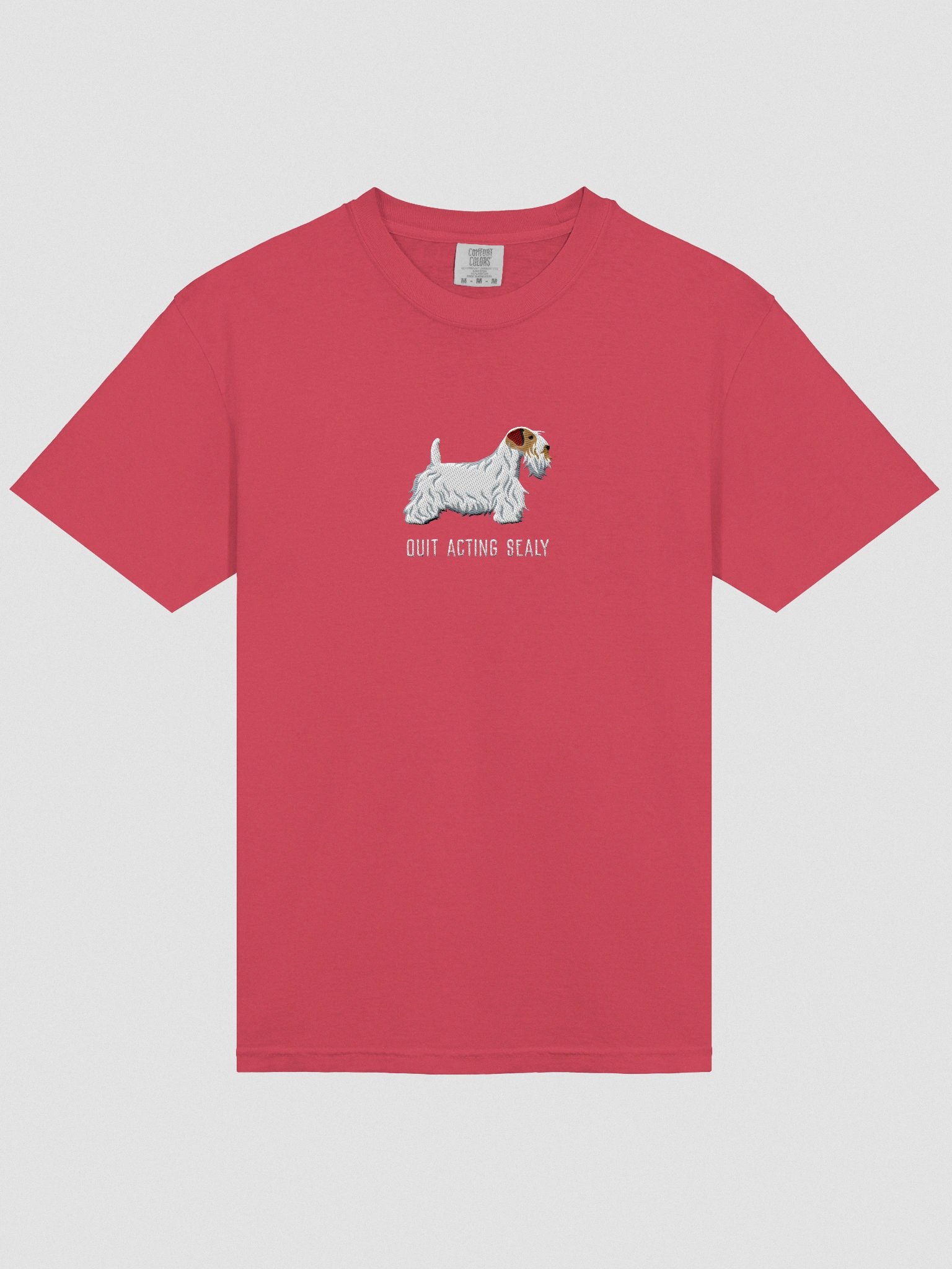 Quit Acting Sealy T-Shirt(Embroidered) of a Sealyham Terrier(Brown & White) product image (6)