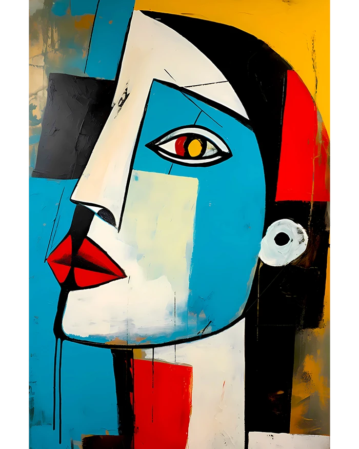 Abstract Gaze Geometric Woman's Portrait Modern Cubist Art Matte Poster product image (1)
