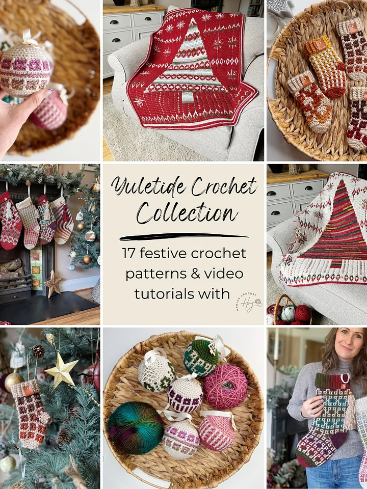 Yuletide Crochet Pattern Collection – Digital E-Book | 17 Christmas Crochet Designs | Blankets, Stockings & Baubles 🎁 Written Instructions, Charts & Video Tutorials product image (1)
