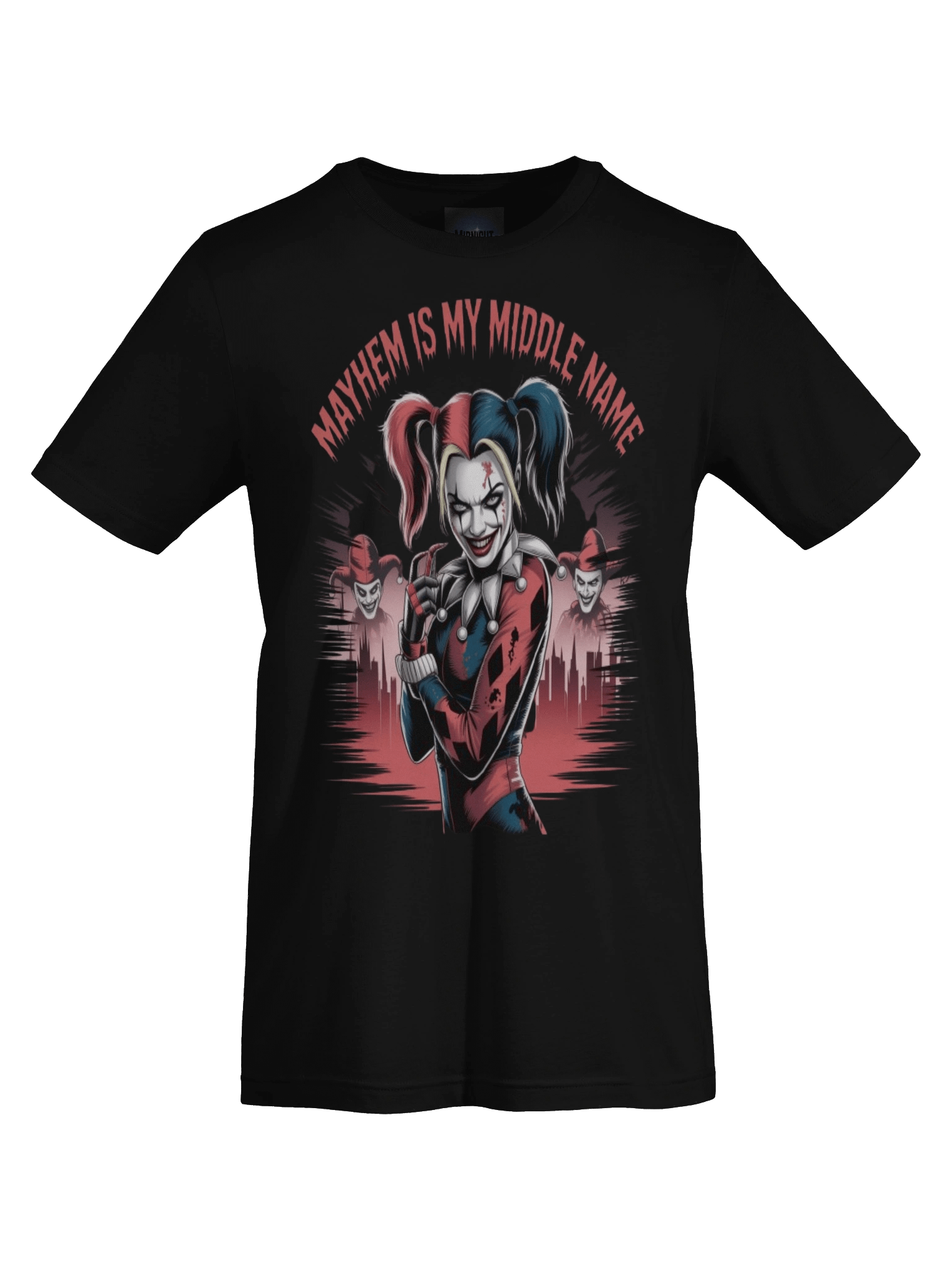 Mayhem is My Middle Name: Harley Quinn's Gotham Grin Graphic Tee product image (1)