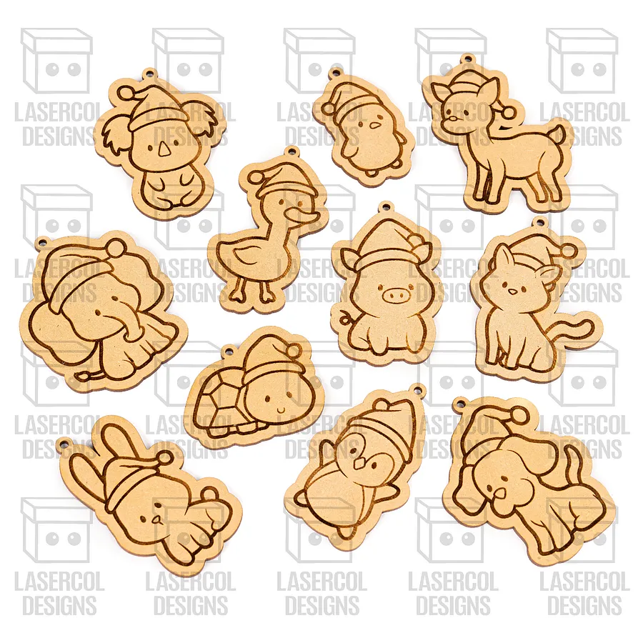 Cute Animals Christmas Ornaments - Laser Cut Files product image (3)