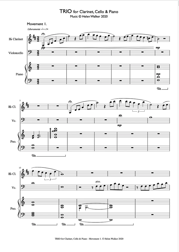 Trio for Clarinet, Cello & Piano (Score & Parts) product image (1)