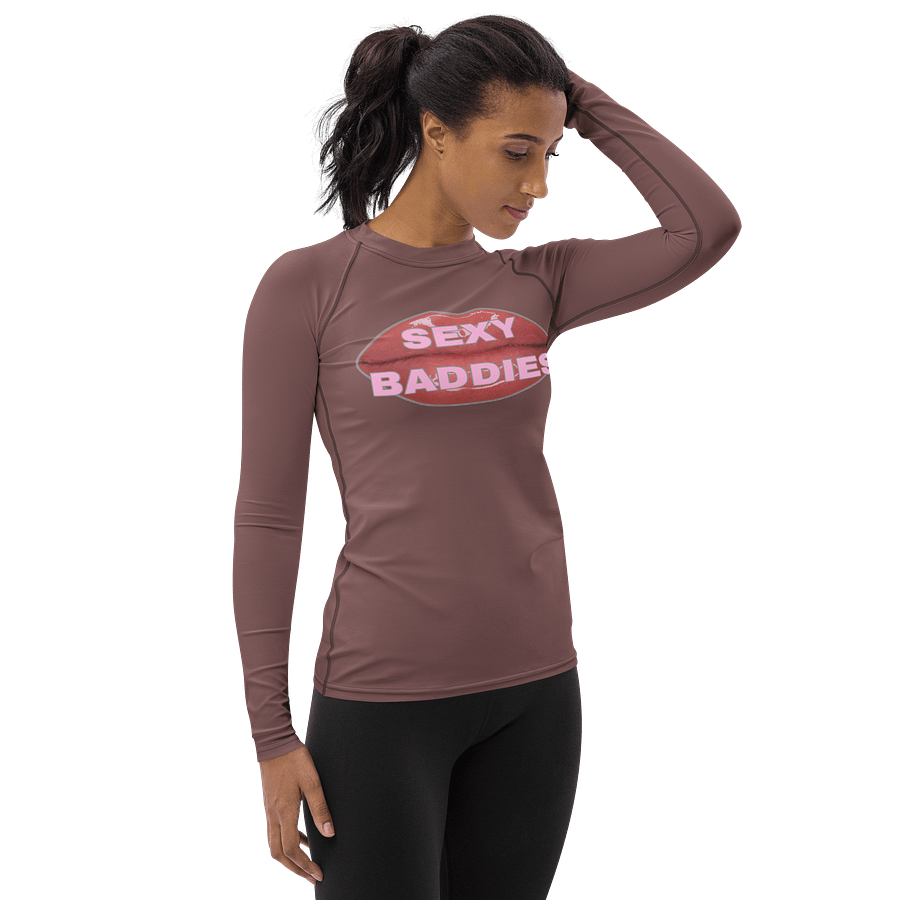 Glossy SexyBaddies Lips All-Over Print Rash Guard Light Wood Women product image (4)