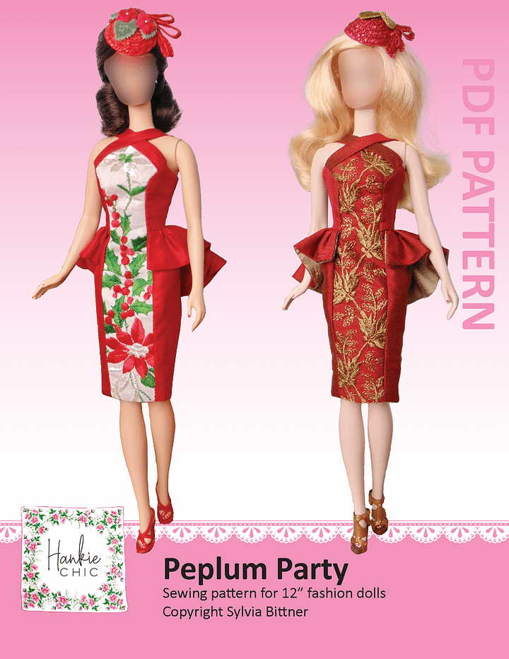 Peplum Party sewing pattern for 12" fashion dolls product image (1)