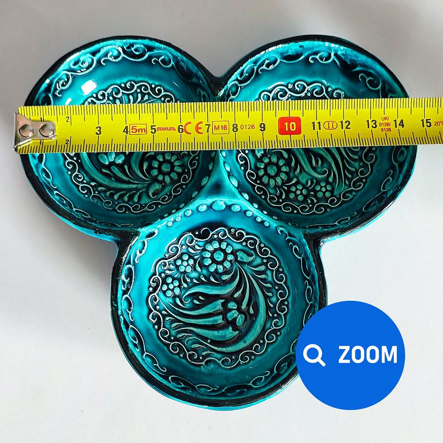 Ceramic snack dish, turquoise/green/emerald — handmade pottery product image (8)