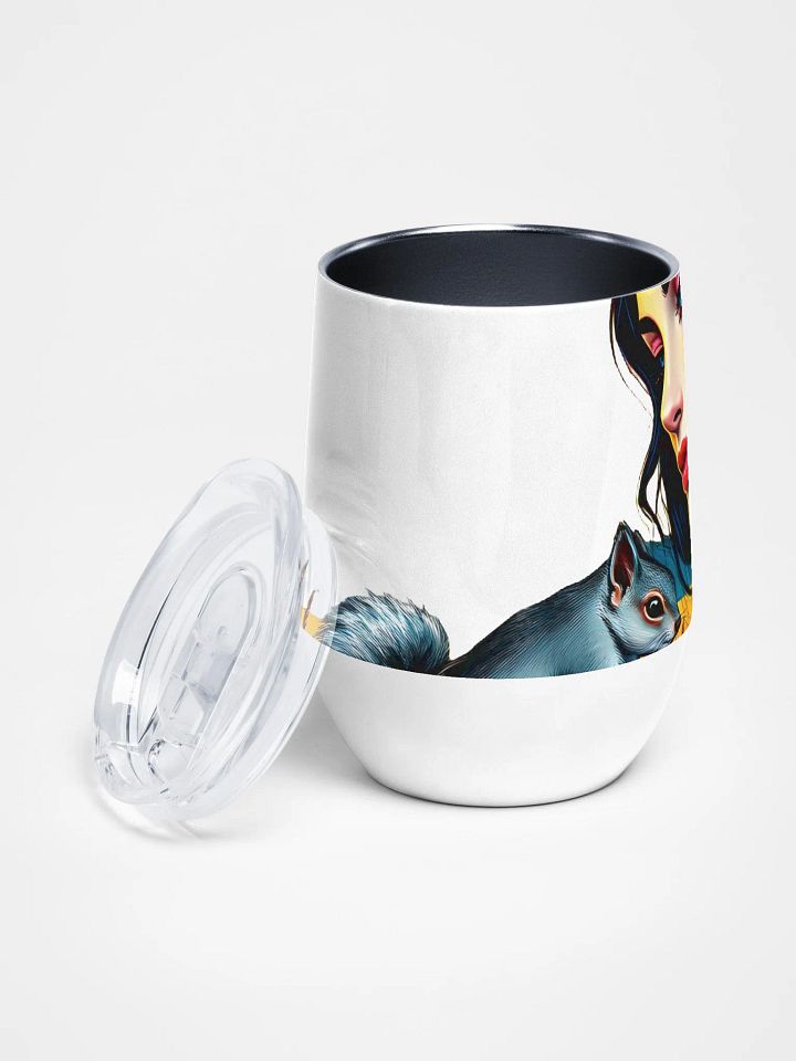 Serenity Sipper: Stylized Woman and Squirrel Wine Tumbler product image (2)
