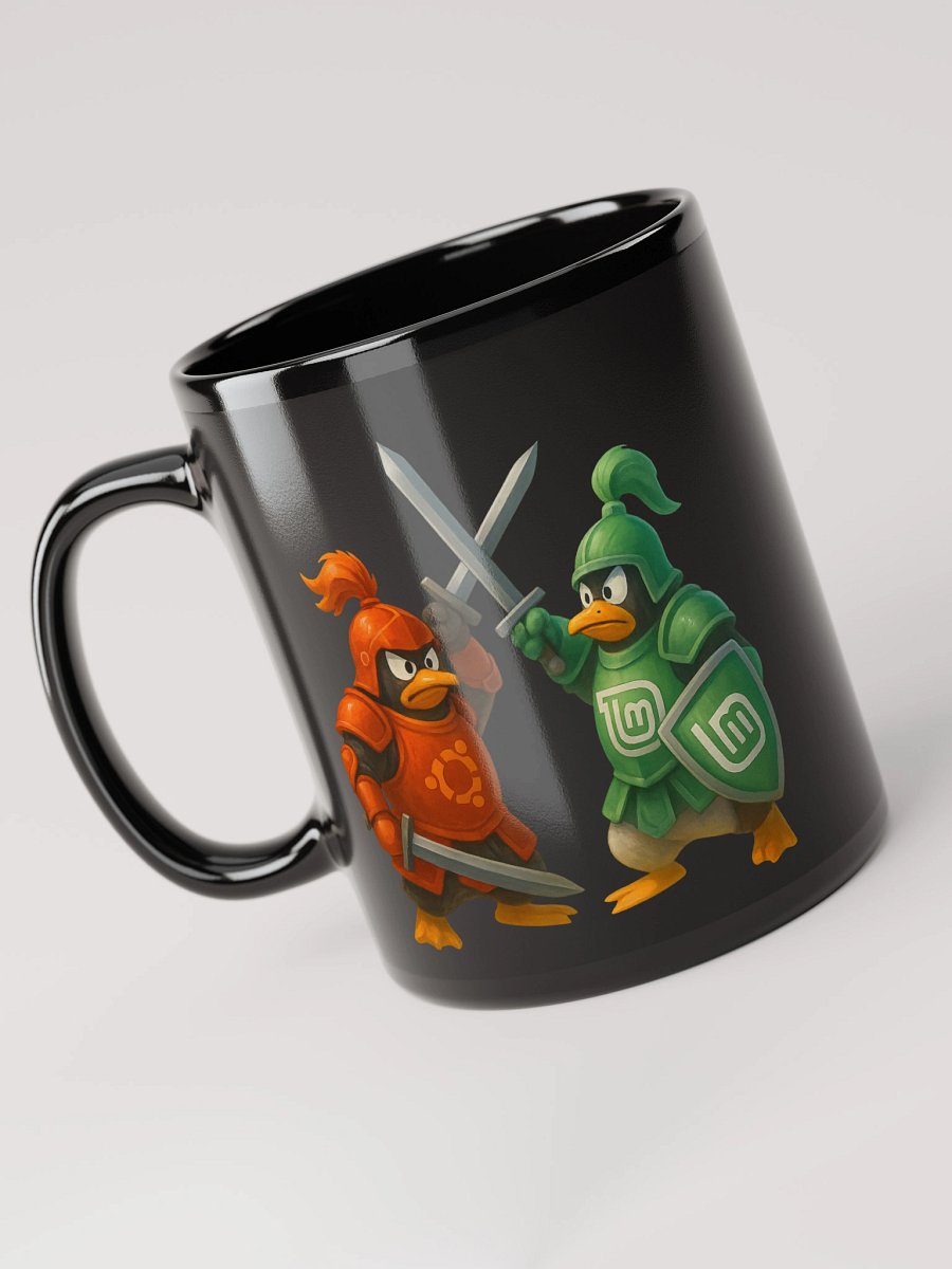 Black MUG - Ubuntu & Linux Mint Fight product image (3)