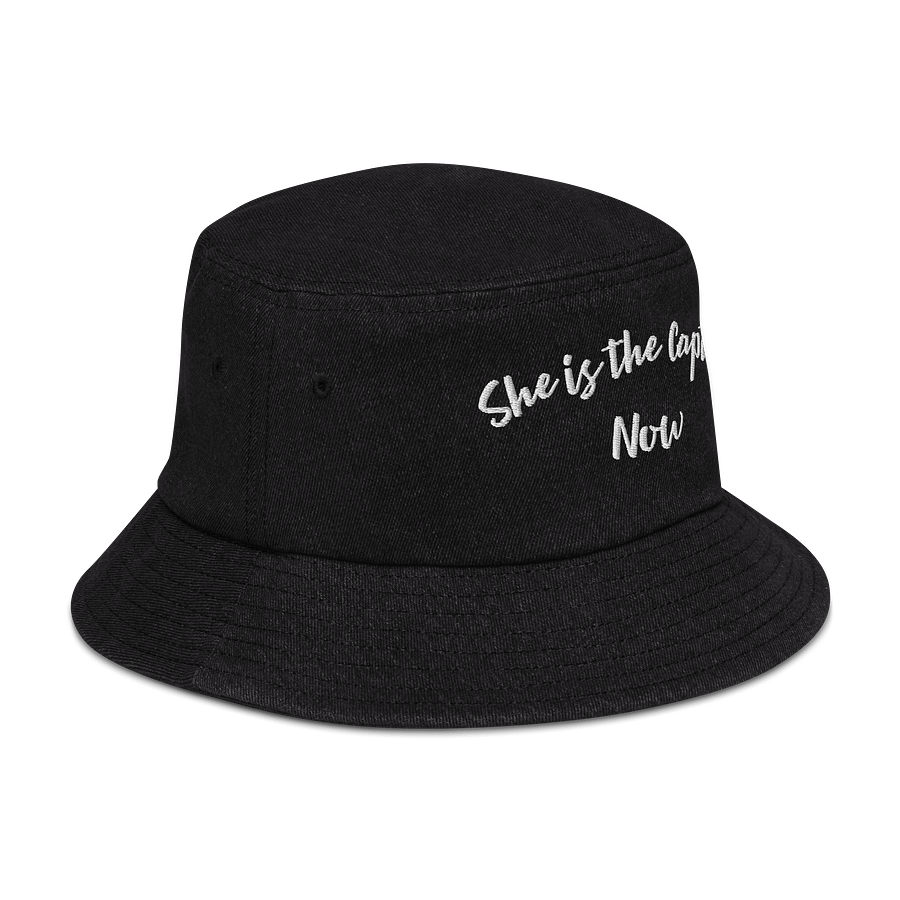 She is the Captain Now Embroidered Denim Bucket Hat product image (3)