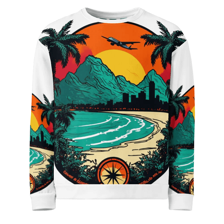 All-Over Print Recycled Unisex Sweatshirt | AI-Designed Pullover: Stylish Travel Views for Adventurers product image (2)