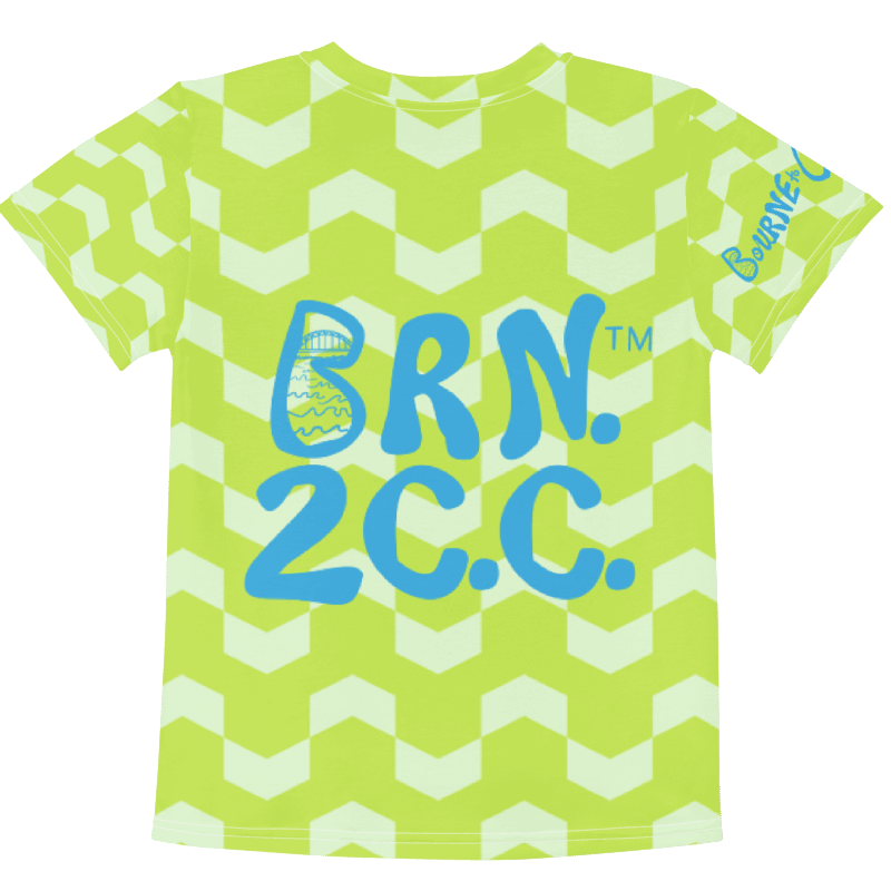 Boys' | Little Kids T-Shirt | BOURNE to Cape Cod™ | Vibrant Coastal Tee for Kids | Blue Logo on Citrine Arrows product image (2)