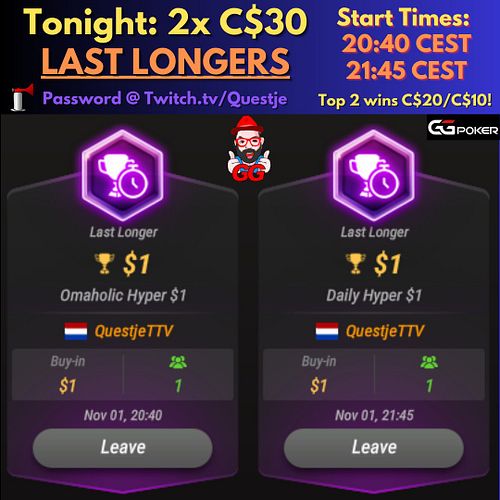 Rush & Cash Friday is here! Tonight I'm hosting 2 Last Longers and Giveaways with !Bingo and !Darts :) Let's make it a fun on...