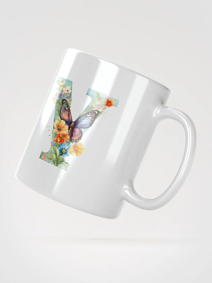 Letter Y Monogram Floral Fantasy White Glossy Mug product image (6)