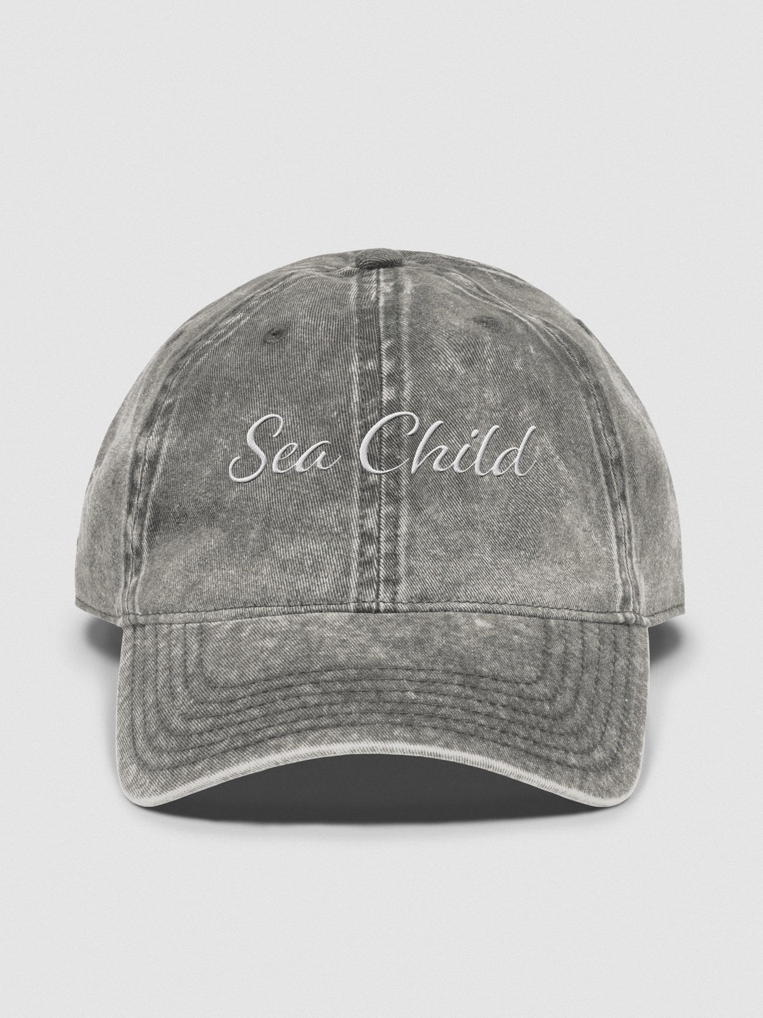 Sea Child Embroidered Vintage Wash Denim Dad Hat product image (9)
