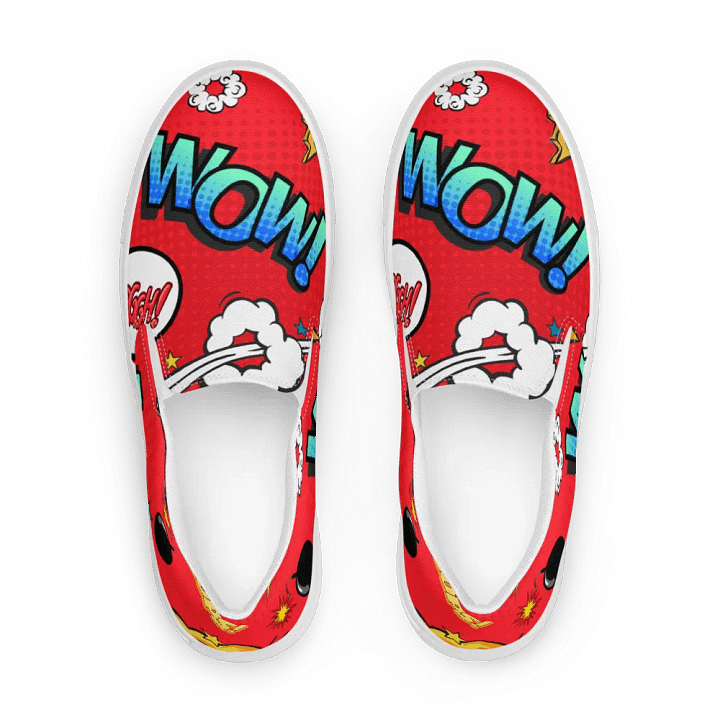 Red Comic Speech Design women Slip-On Canvas Shoes product image (1)