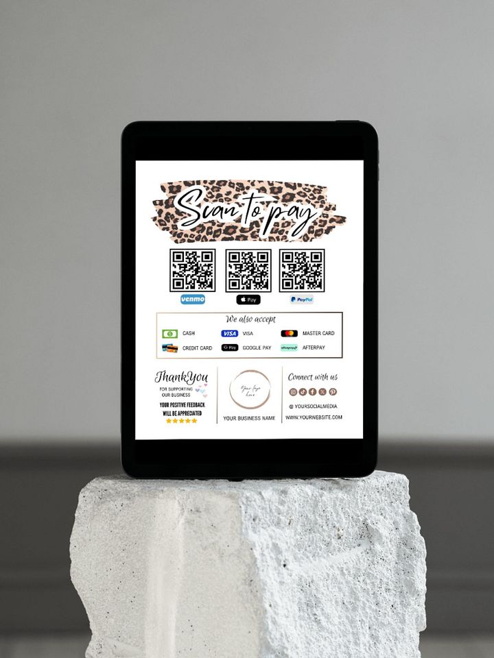 Leopard - Scan To Pay QR Code Sign Template product image (2)