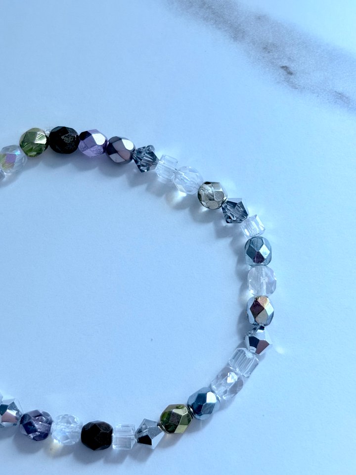 Handmade 8" Clear & Metallic Bead Stretch Bracelet | Coastal Charm Jewelry by Monique Faella Designs™ | MFD-00167 product image (2)