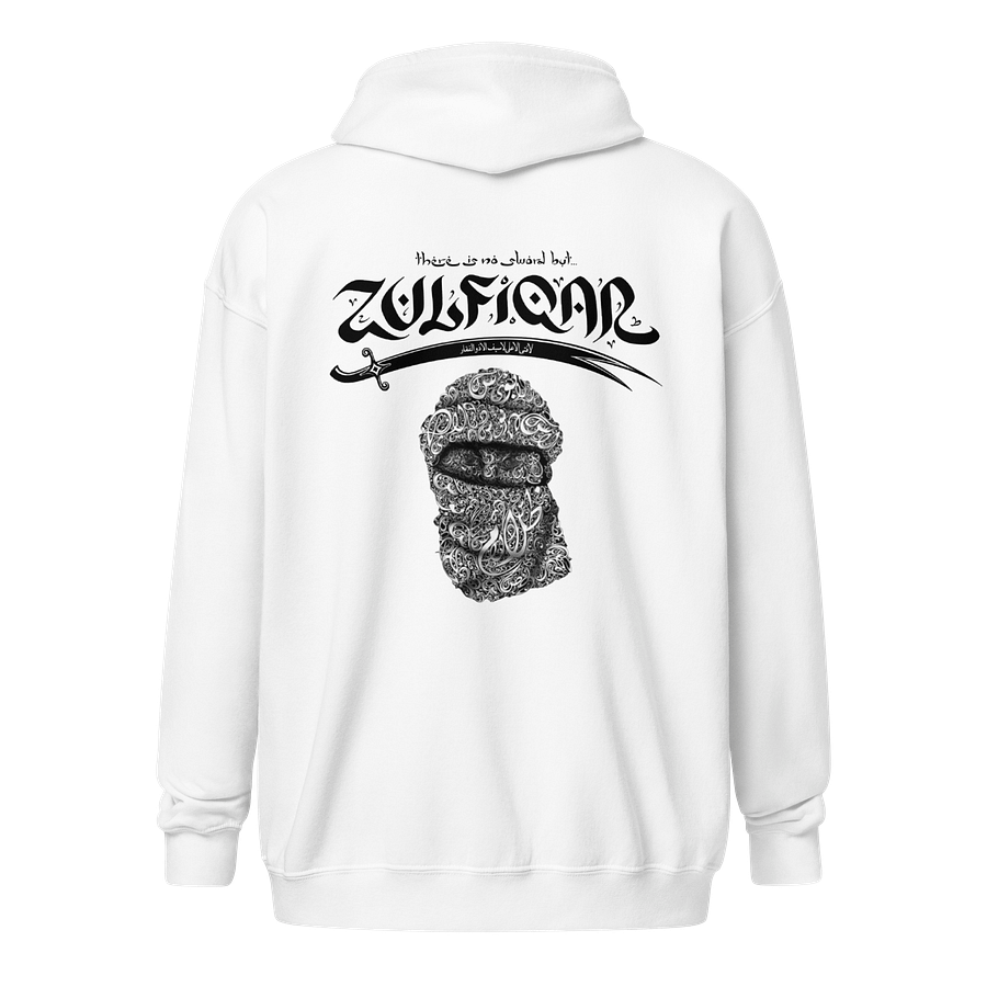 MUSLIM Signature White Zip Hoodie - UNISEX Embroidery product image (1)