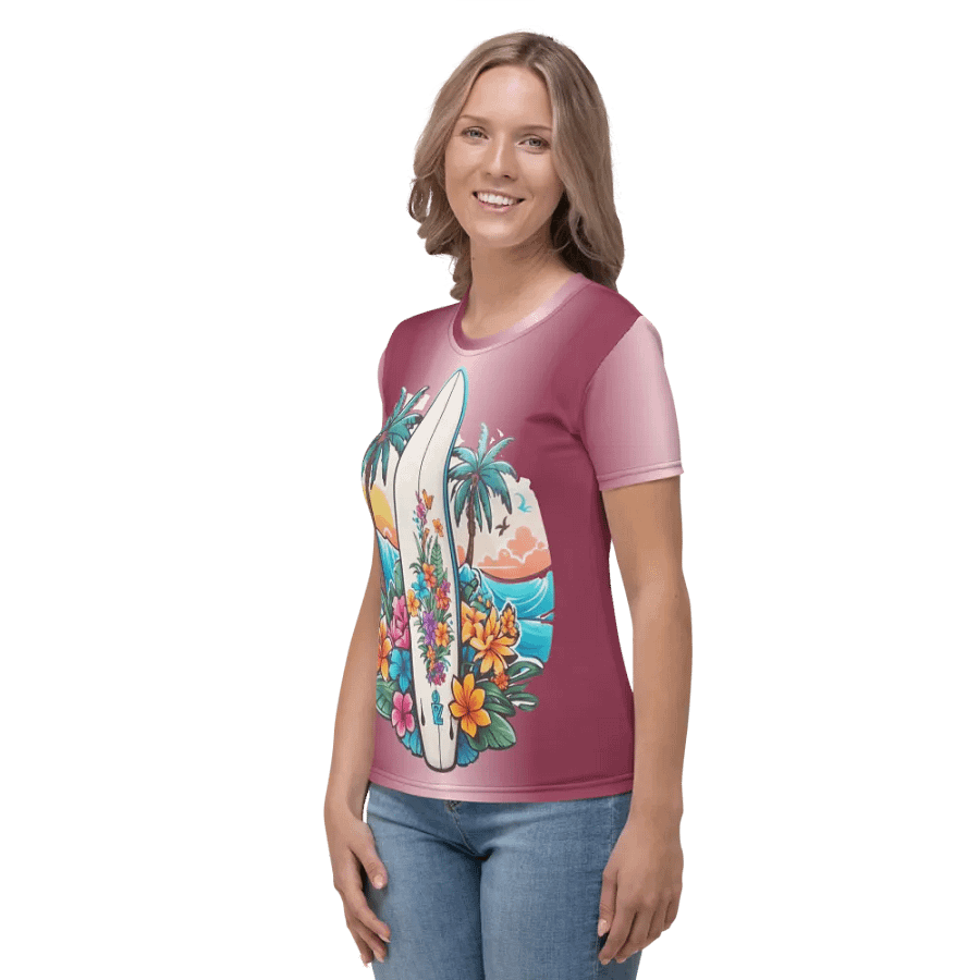 Tropical Surfboard All Over Print T-shirt product image (4)
