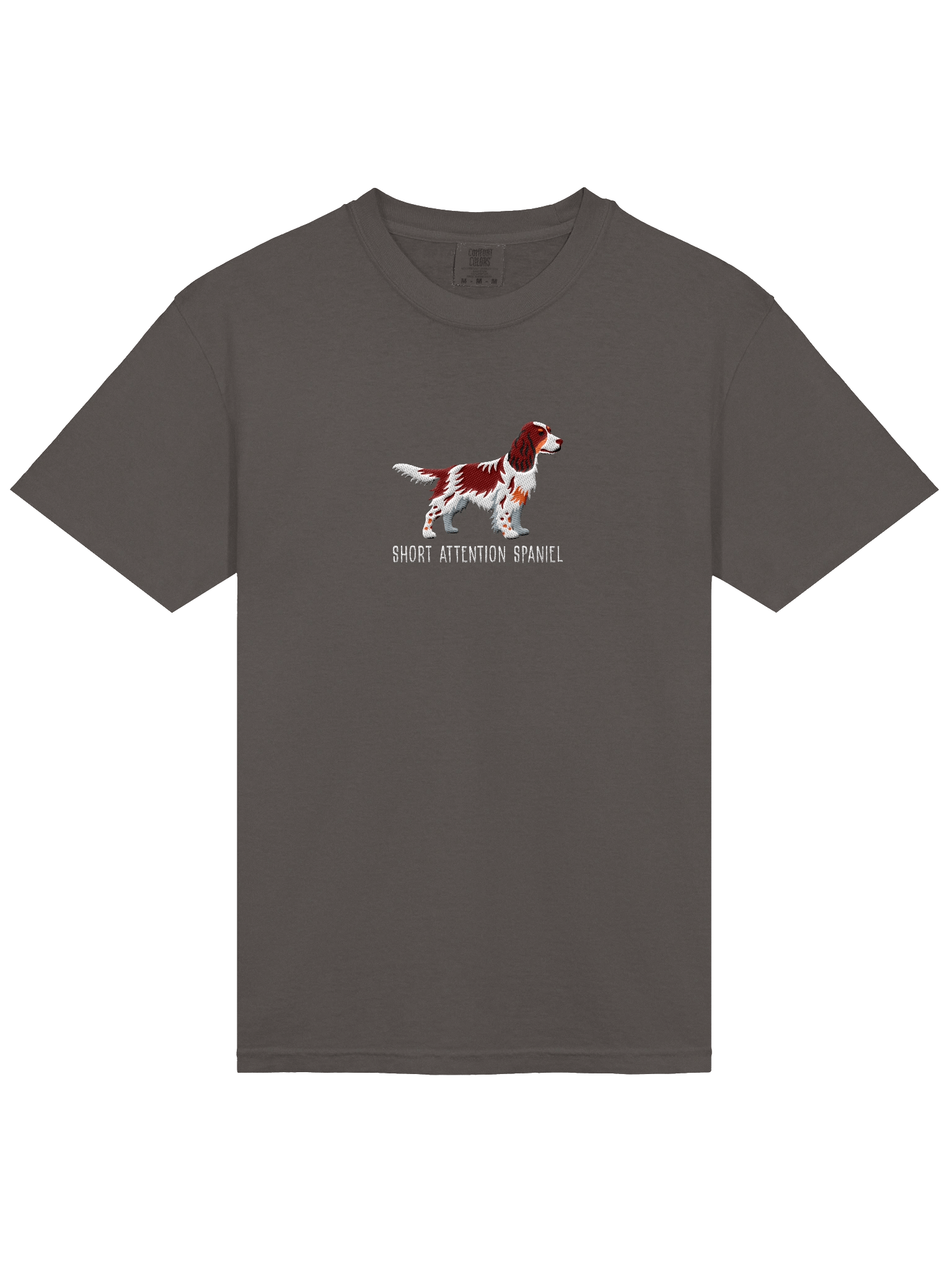 Short Attention Spaniel T-Shirt(Embroidered) of a Springer Spaniel(Liver Tricolor) product image (13)