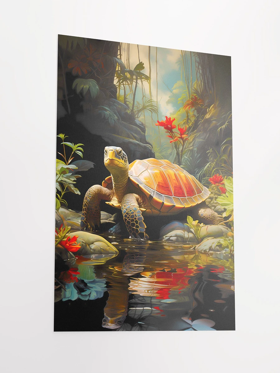 Turtle Basking in the Sun in Tranquil Waters in Jungle Matte Poster product image (4)