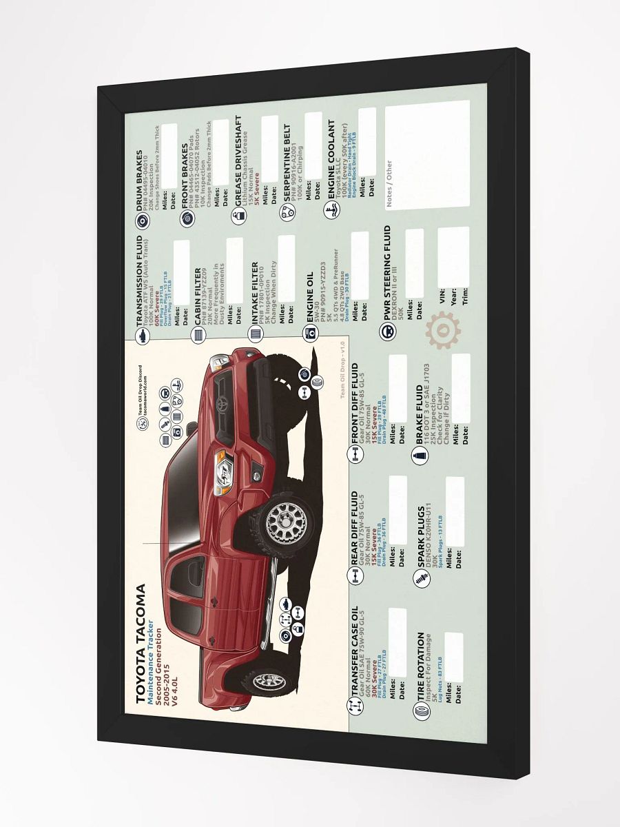 2nd GEN MAINTENANCE TRACKER V1.0 - Barcelona (FRAMED) product image (3)