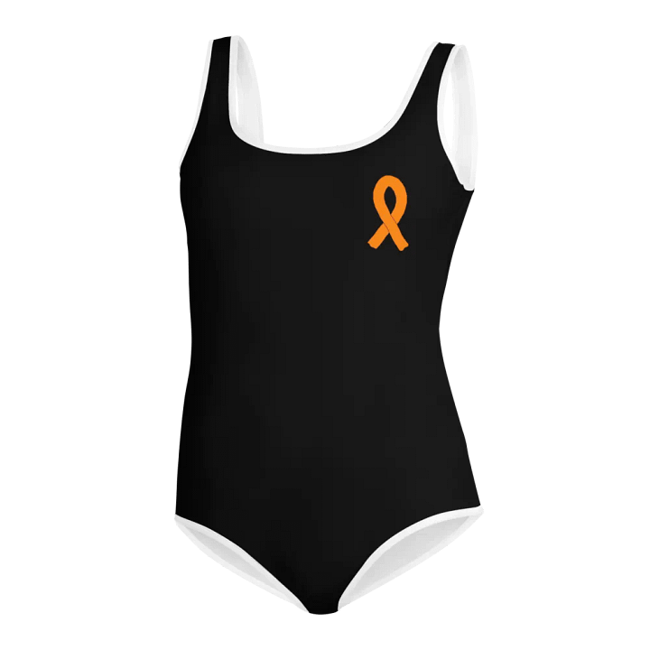 White HApex Gear White Logo Cancer Awareness Orange Ribbon. Black Youth Swimsuit product image (2)