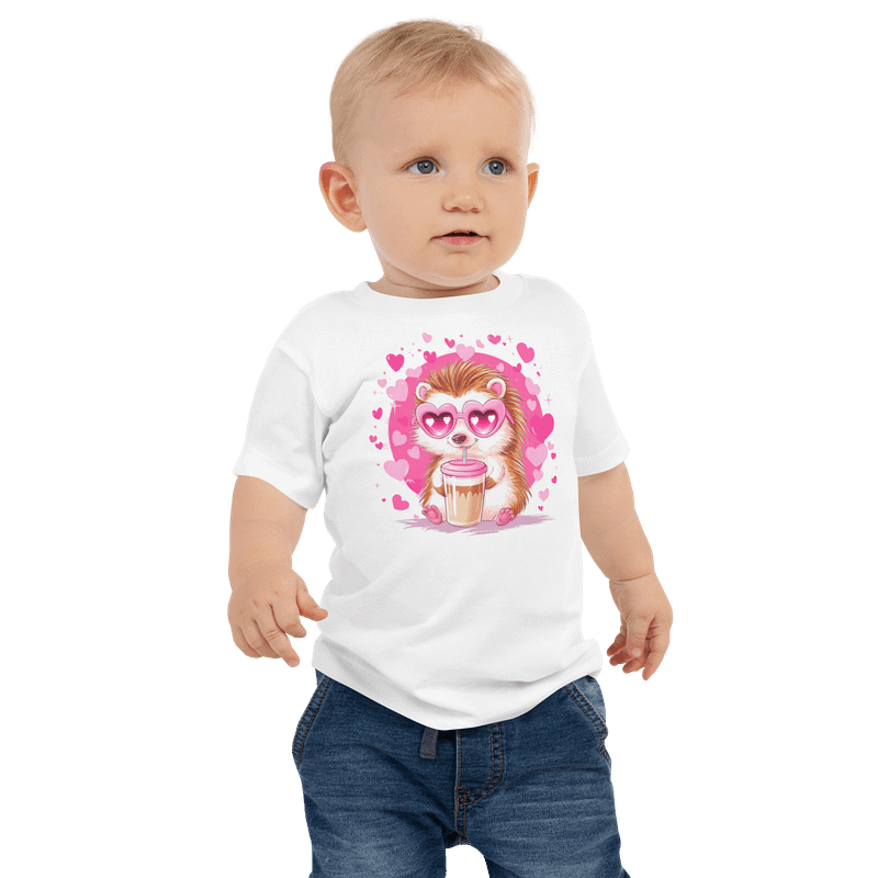 Adorable Hedgehog Heart Sunglasses Baby Tee