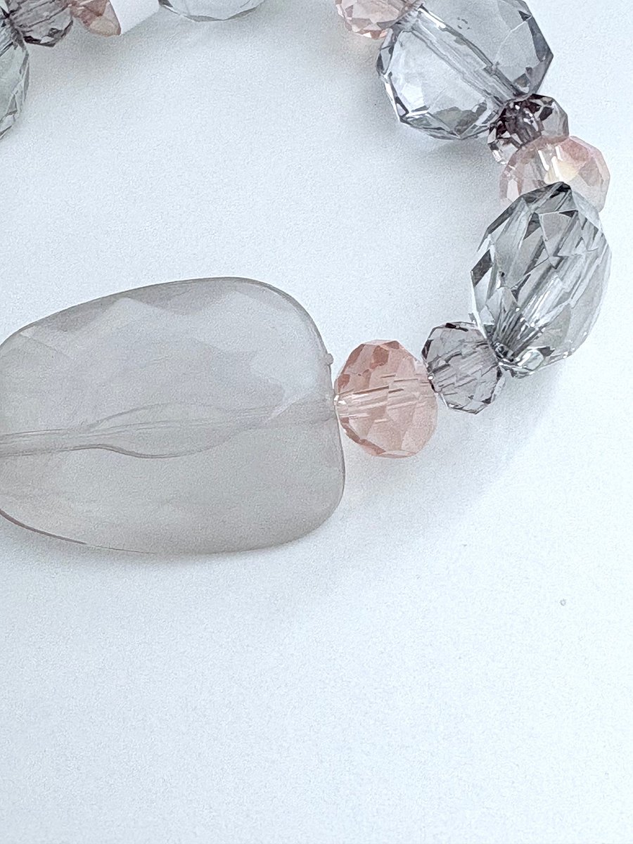 Dusty Rose Elegance | Faceted Glass Bead Bracelet | Handmade 7.5" Coastal Charm | by Monique Faella Designs™ | MFD-00048 product image (5)