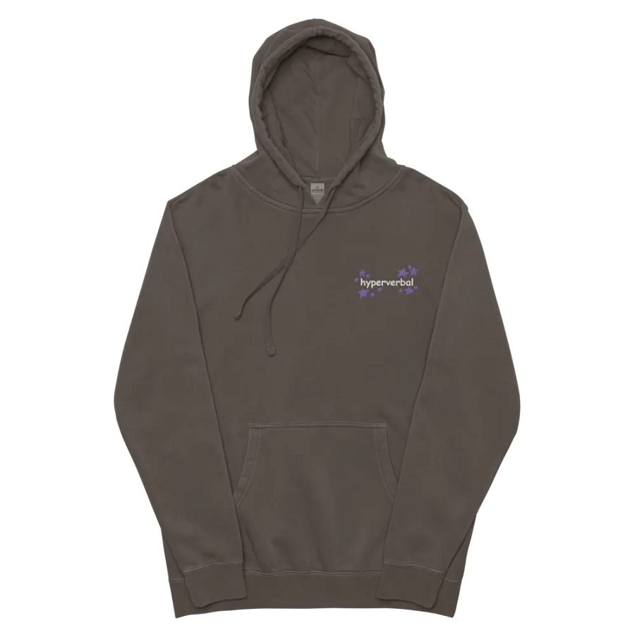 hyperverbal (L.C. comic sans with purple stars) embroidered pigment hoodie product image (9)
