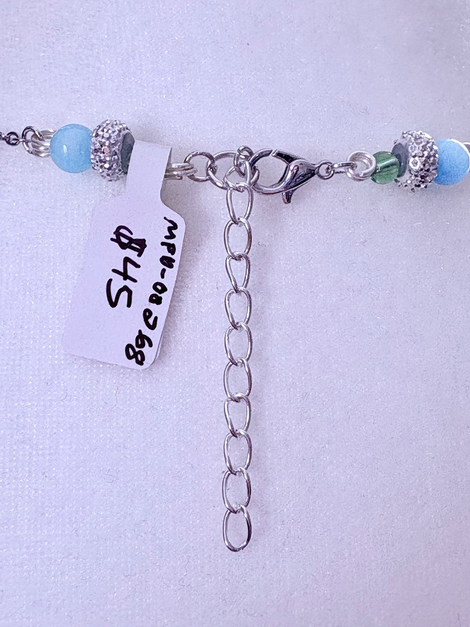 MFD-00268 | Green Glass Crytal Pendant Necklace with Stainless Steel Link Chain and Paperclip Chain | December Birthstone Inspired | Handmade Jewelry by Monique Faella Designs™ product image (6)