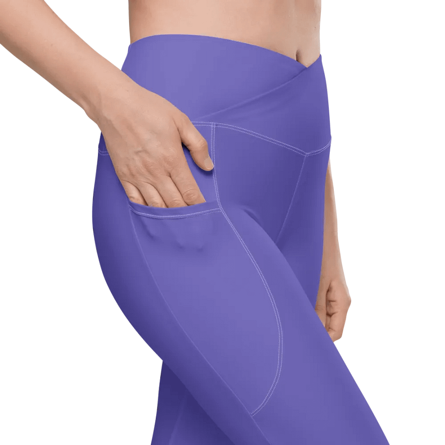 Plain Purple Light Summer Women's High Waisted Premium Crossover Leggings with Pockets by Treasure Pie product image (8)