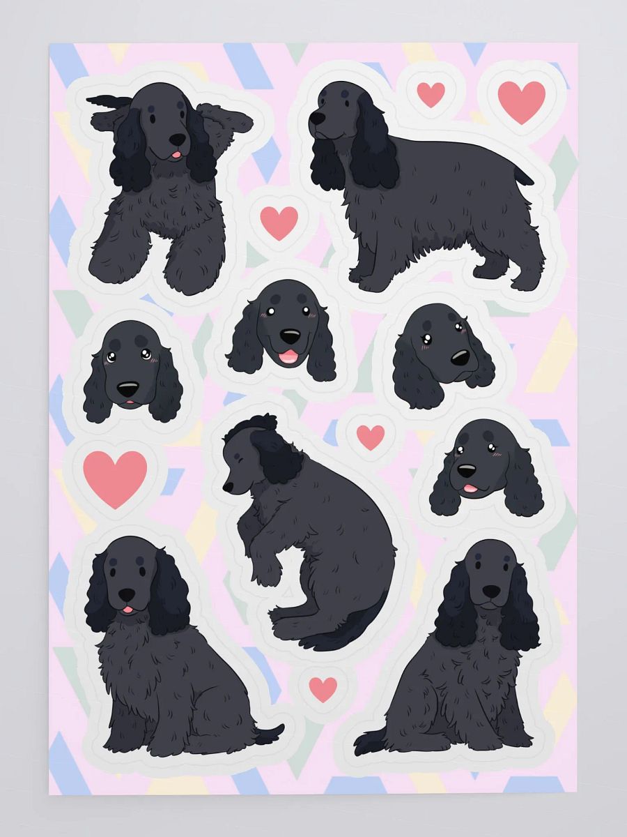 Lovable Black English Cocker Spaniel Pup Kiss Cut Sticker Sheet product image (4)