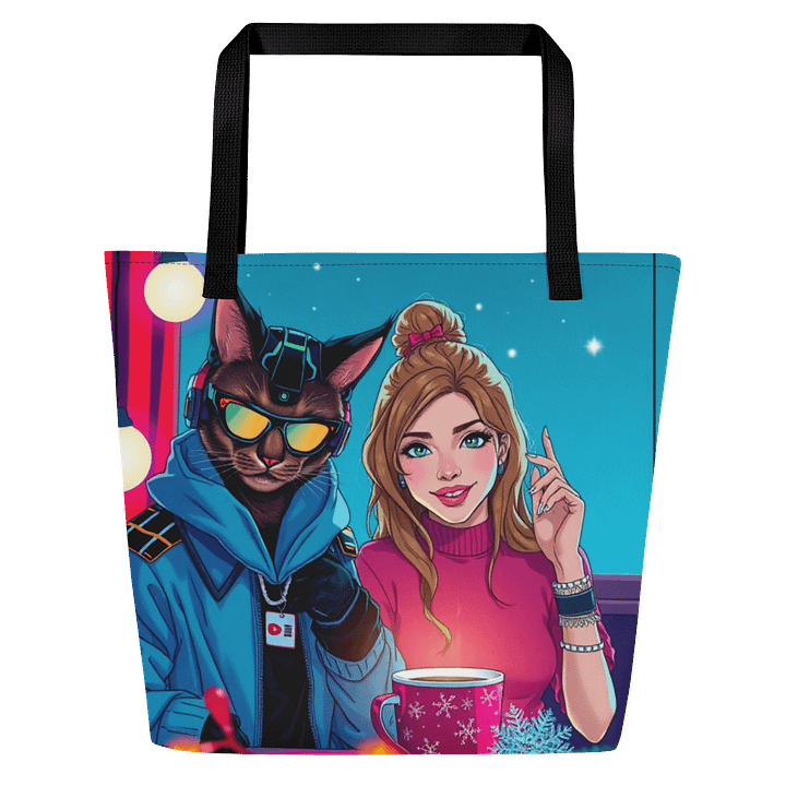 Large Tote Bag w/ Pocket- Holiday Signal: Sleigh the Frequency product image (1)