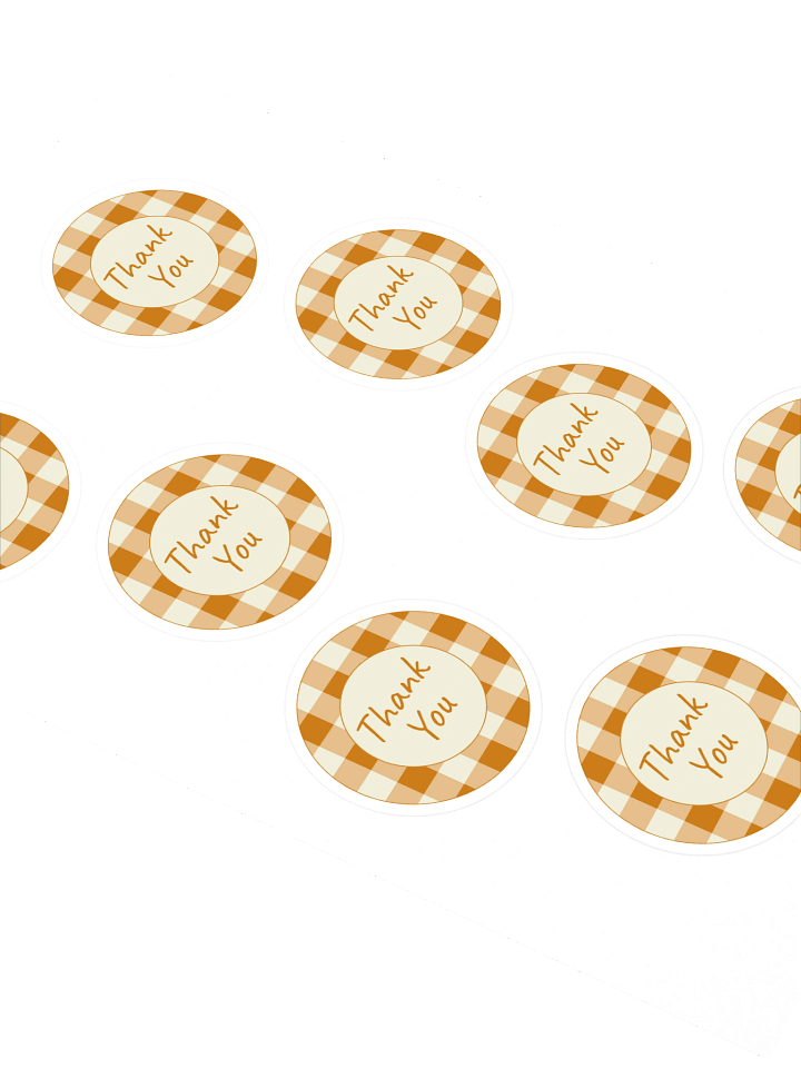 Set of 8 Orange & Cream Gingham Thank You Stickers product image (2)