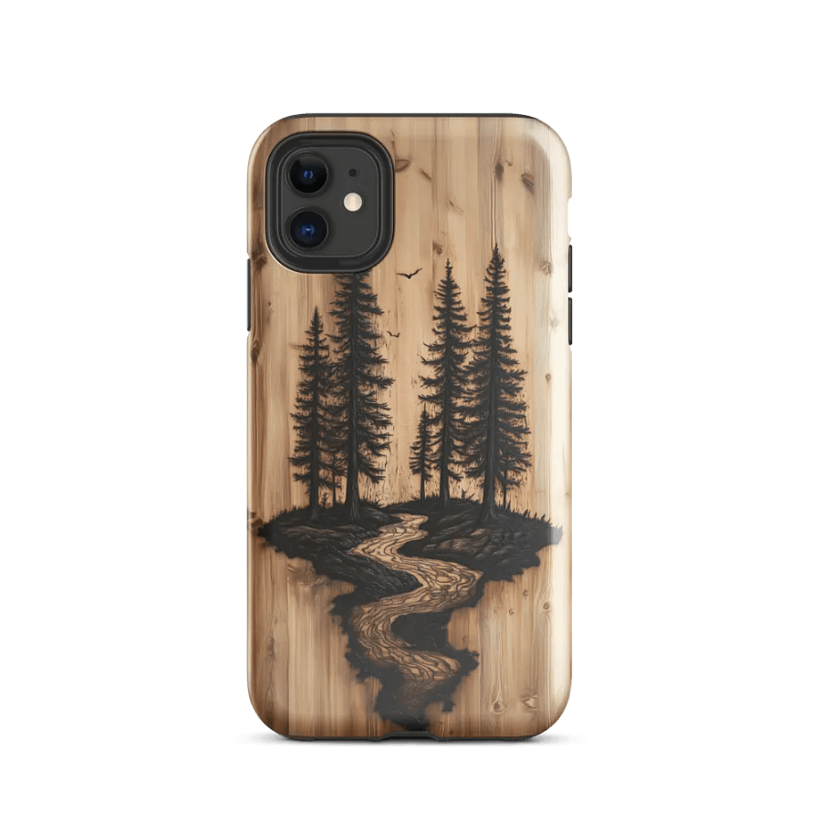 Landscape Pine Trees & River Wood Effect - Tough Phone Case product image (2)