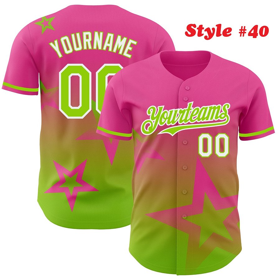 Authentic Baseball Jersey, Custom Baseball Jersey, Personalized Sport Jersey, Colorful, 3D Gradient Style Twinkle Star product image (188)