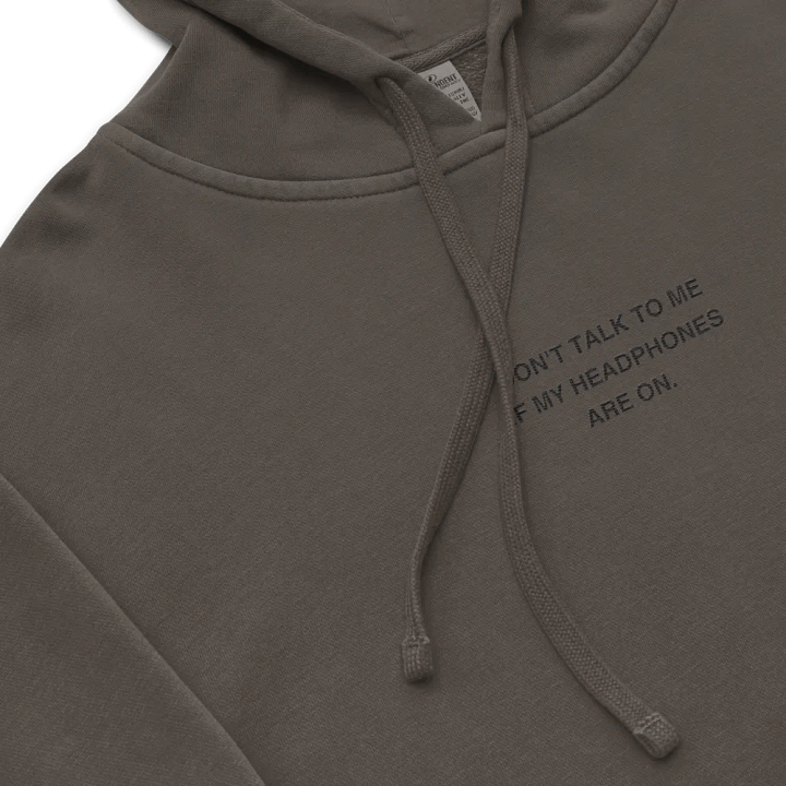 HEADPHONES ON (black) embroidered pigment hoodie product image (1)