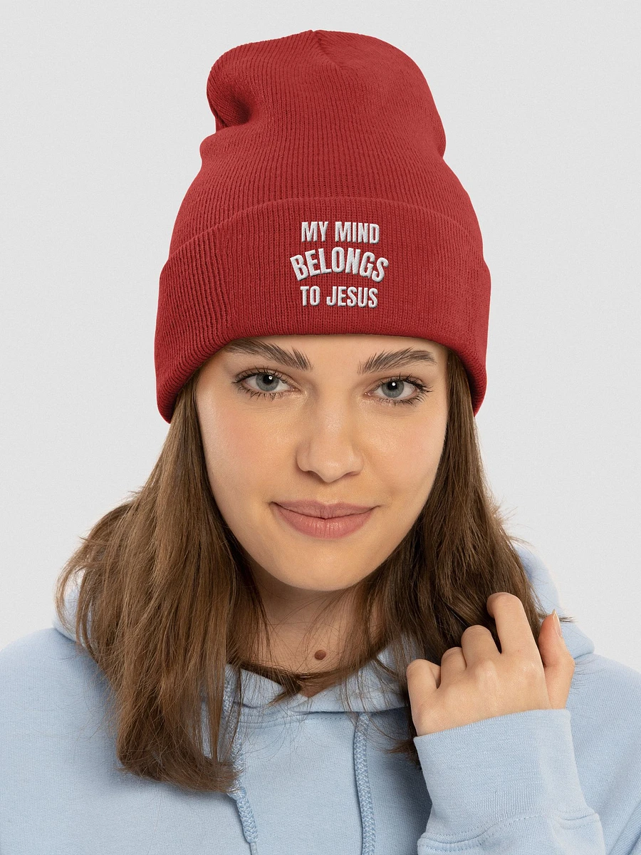 My Mind Belongs To Jesus Beanie (White Thread) product image (33)