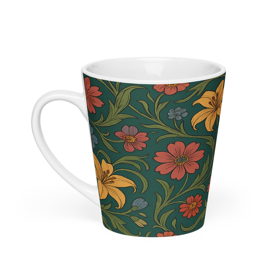 Vintage Lily and Wildflower Latte Mug – 12 oz Ceramic Coffee Cup, Dishwasher & Microwave Safe product image (1)