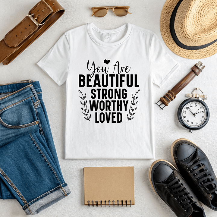 You Are Beautiful Strong Worthy Loved - Women's White T-Shirt product image (2)